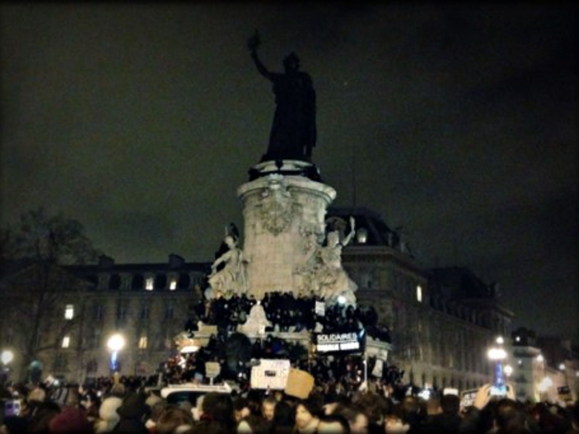 Thousands gathered at the Place de la RÃ©publique for a vigil Wednesday night.