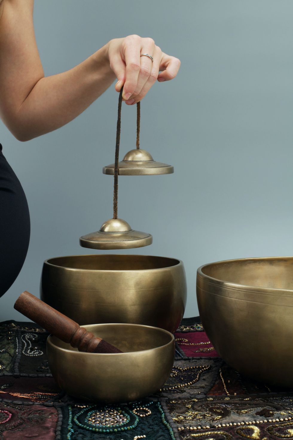 Tibetan singing bowls, used for meditation.