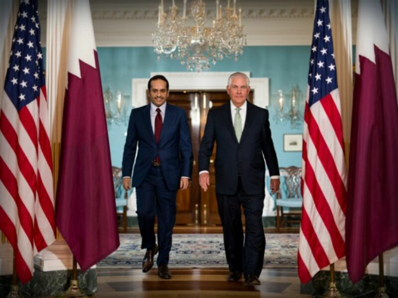 Tillerson with Qatari Foreign Minister Sheikh Mohammed Bin Abdulrahman Al Thani