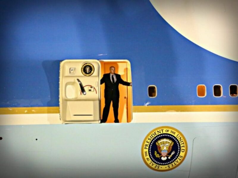 Time for take-off (on an earlier Trump visit)