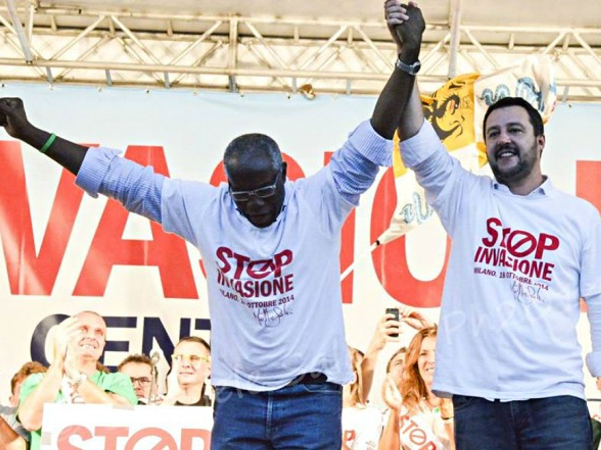 Toni Iwobi and League leader Matteo Salvini