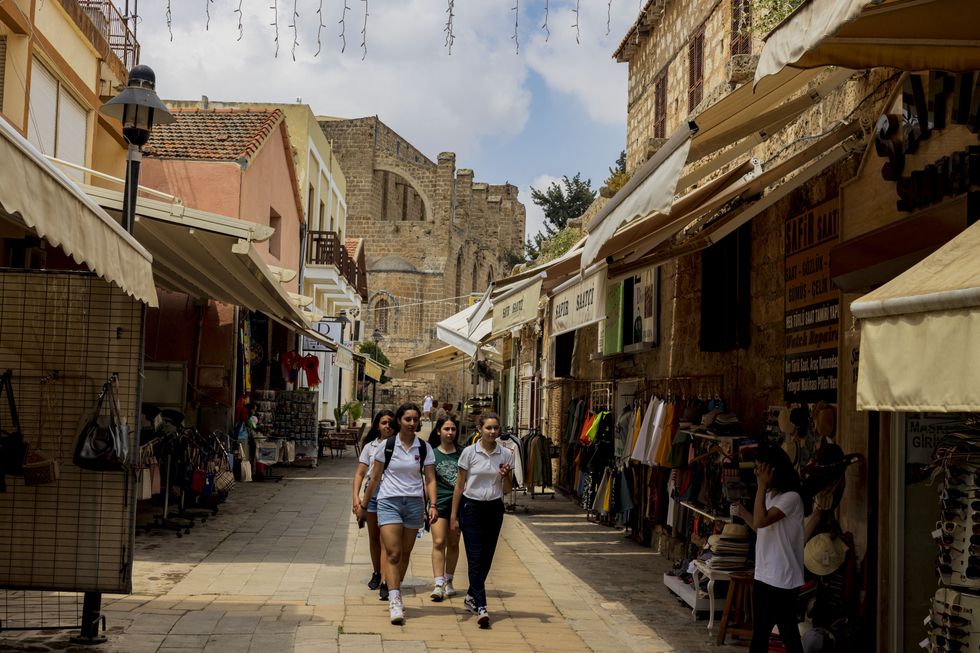 Tourists walking in the streets of Famagusta, Cyprus