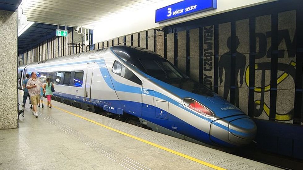 Train in a station.