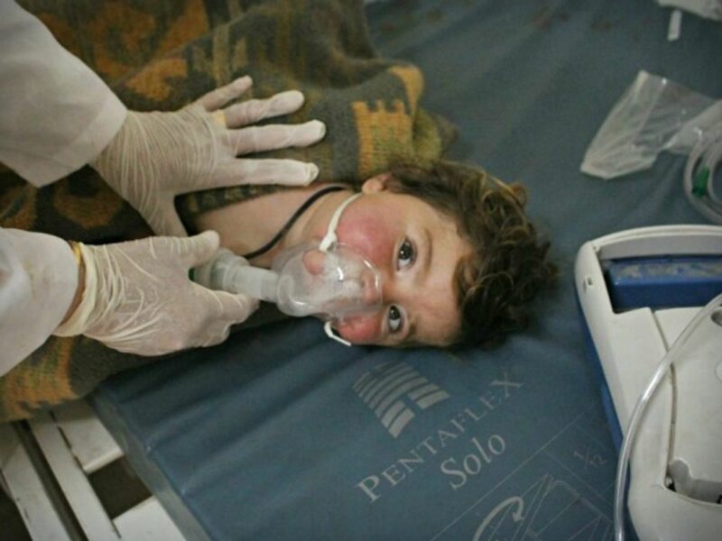 Treating one of the victims of the April 4 attack