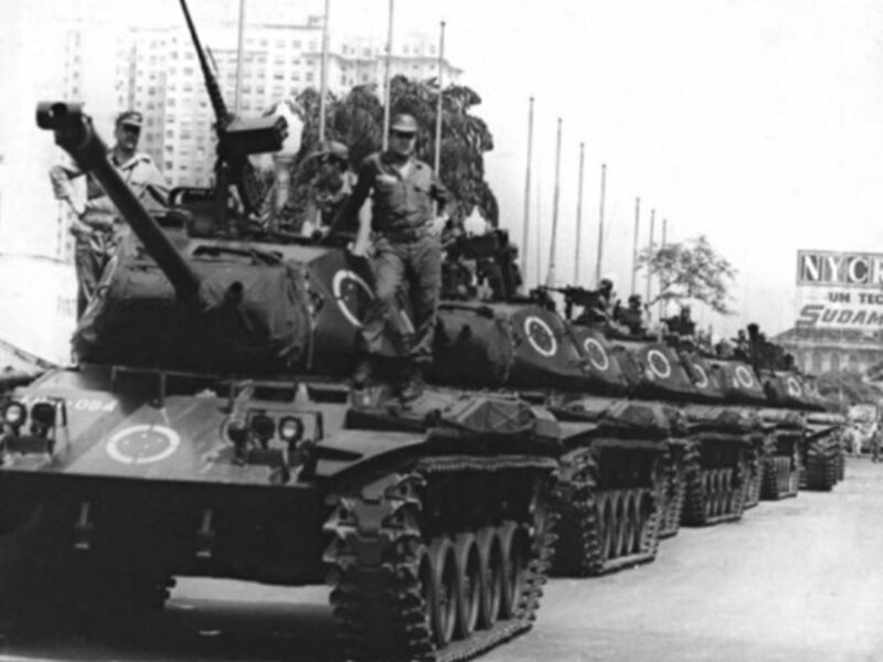 Troops at a requiem mass for Edson Luís in Rio de Janeiro, Brazil on April 4, 1968