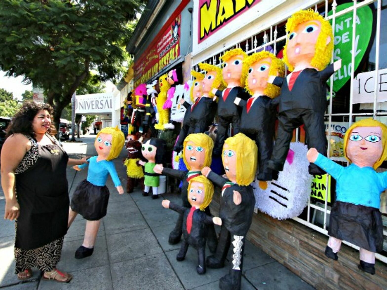 Trump and Clinton pinatas in San Diego, California