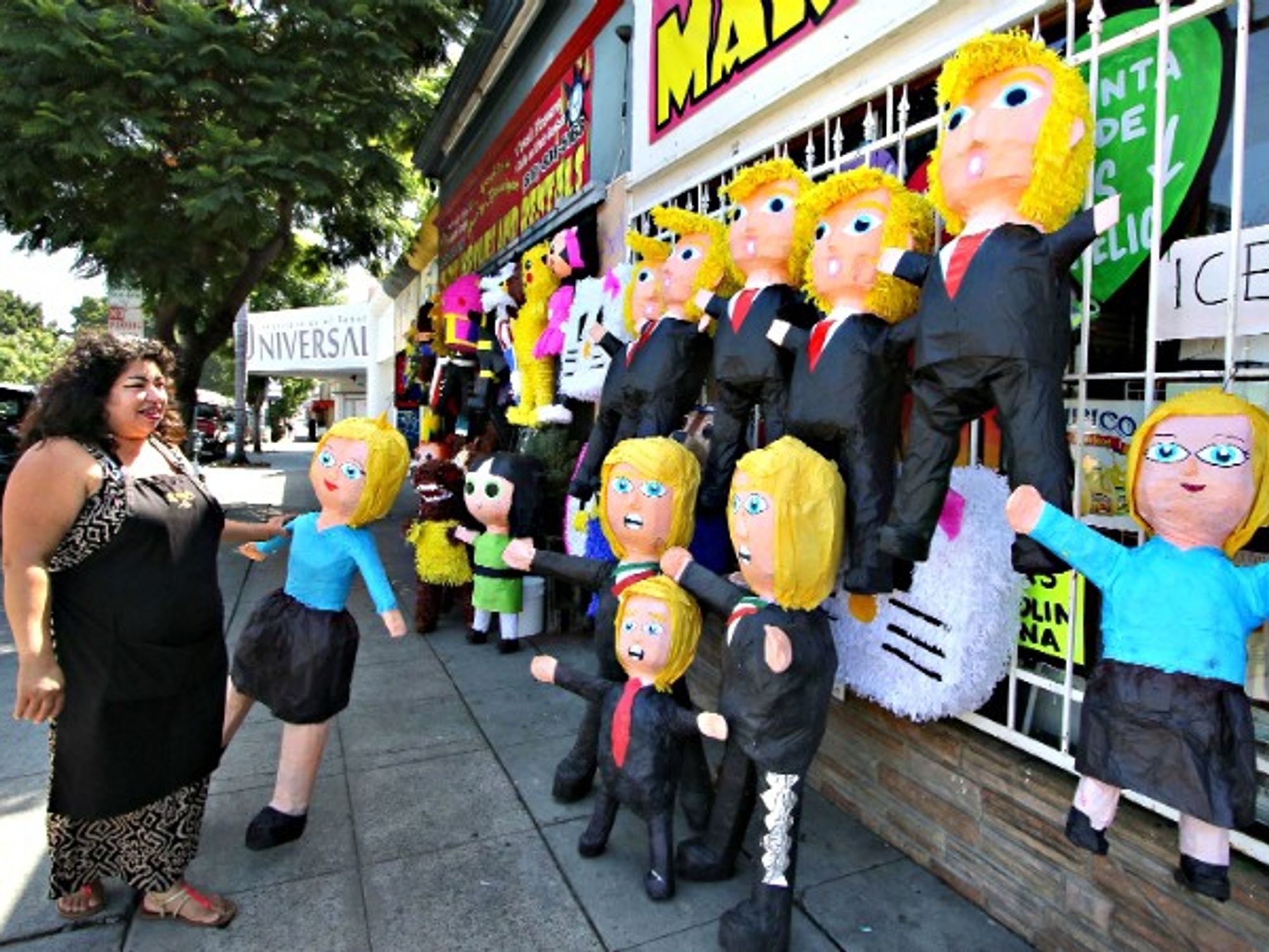 Trump and Clinton pinatas in San Diego, California