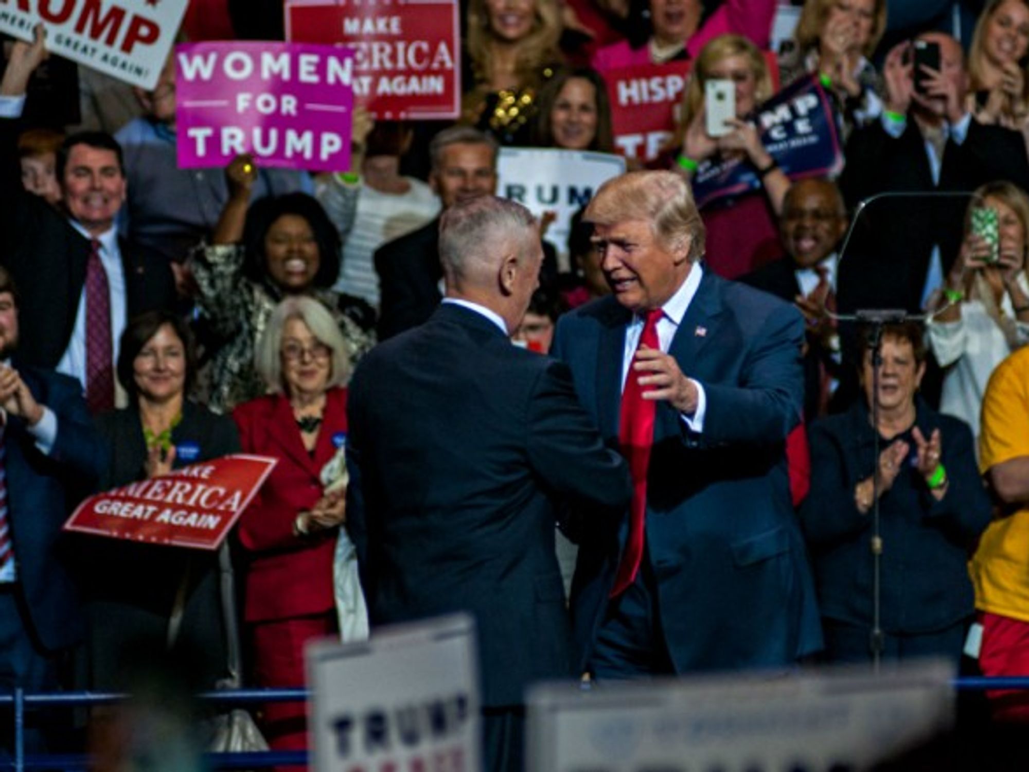 Trump and Gen. Mattis in Fayetteville, NC, on Dec. 6
