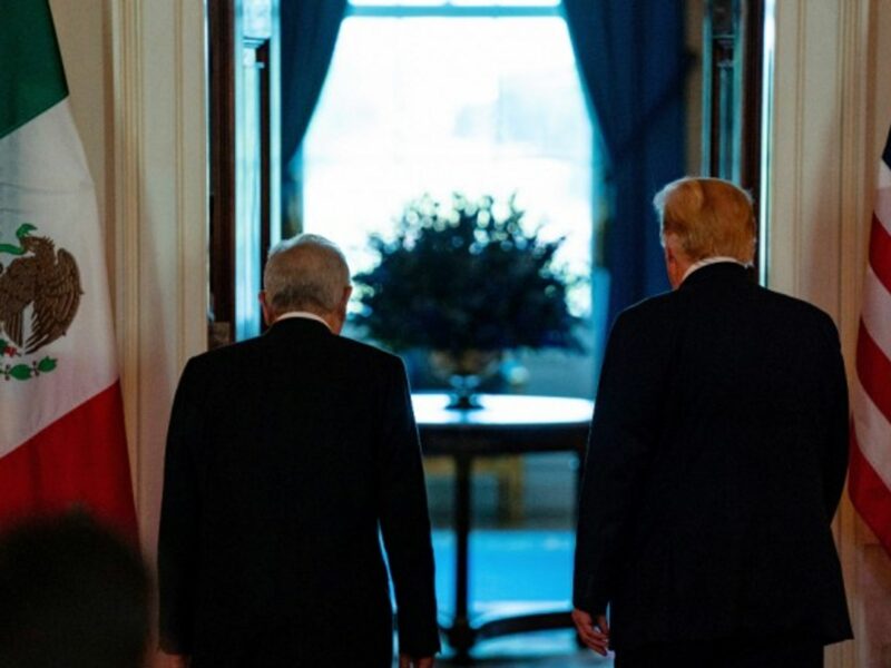 Trump and Lopez Obrador at the White House in July 2020