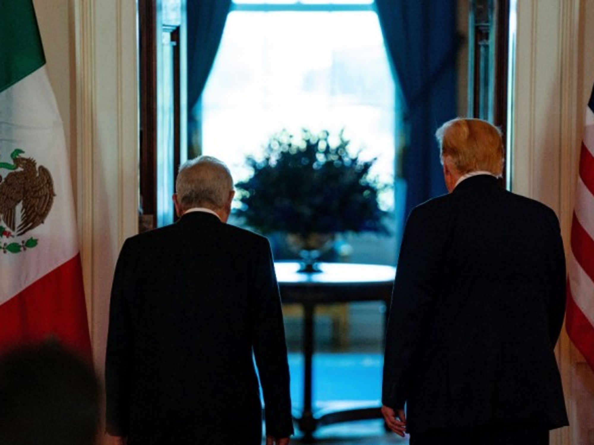 Trump and Lopez Obrador at the White House in July 2020