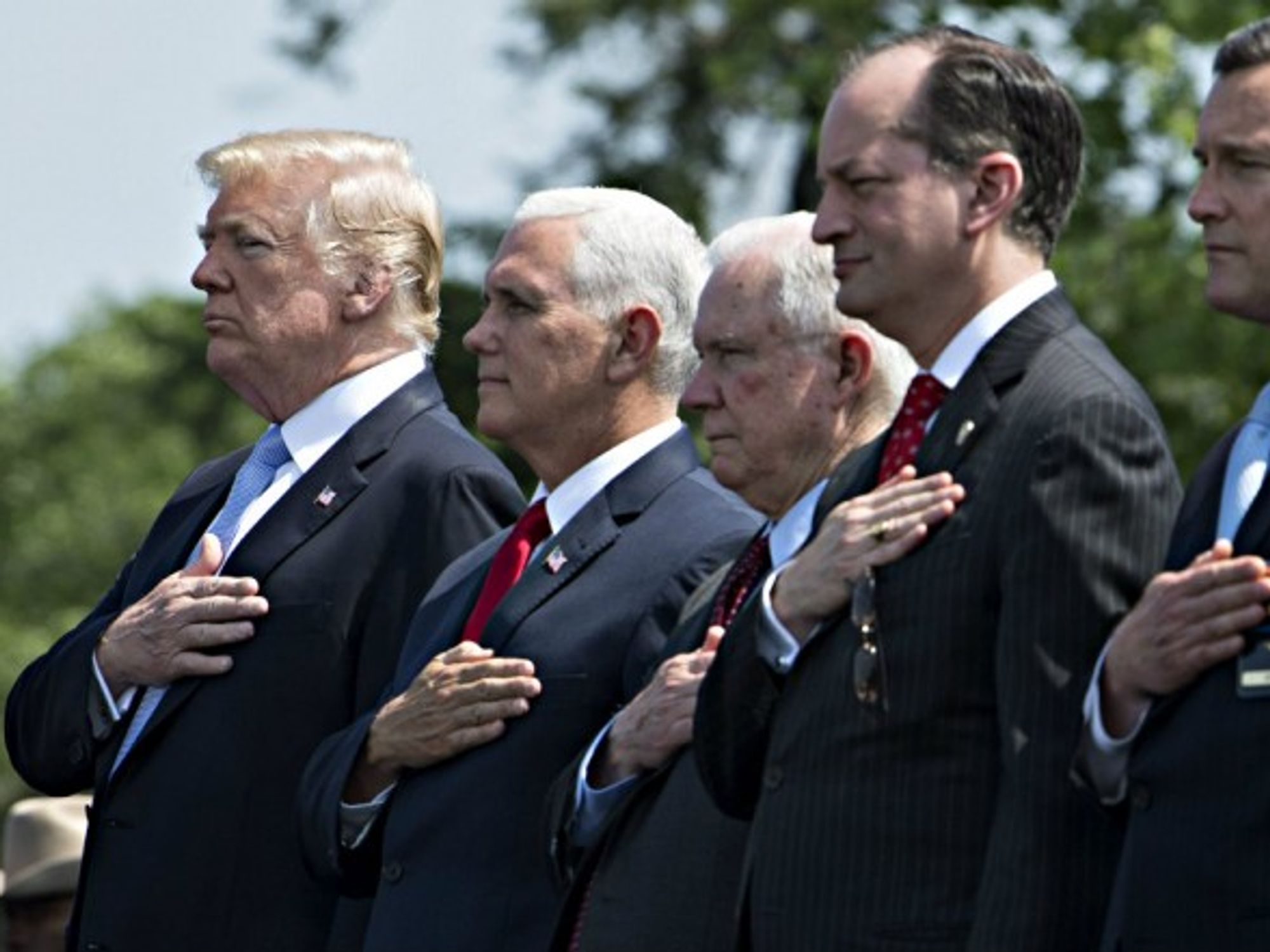 Trump and top members of his Administration in May