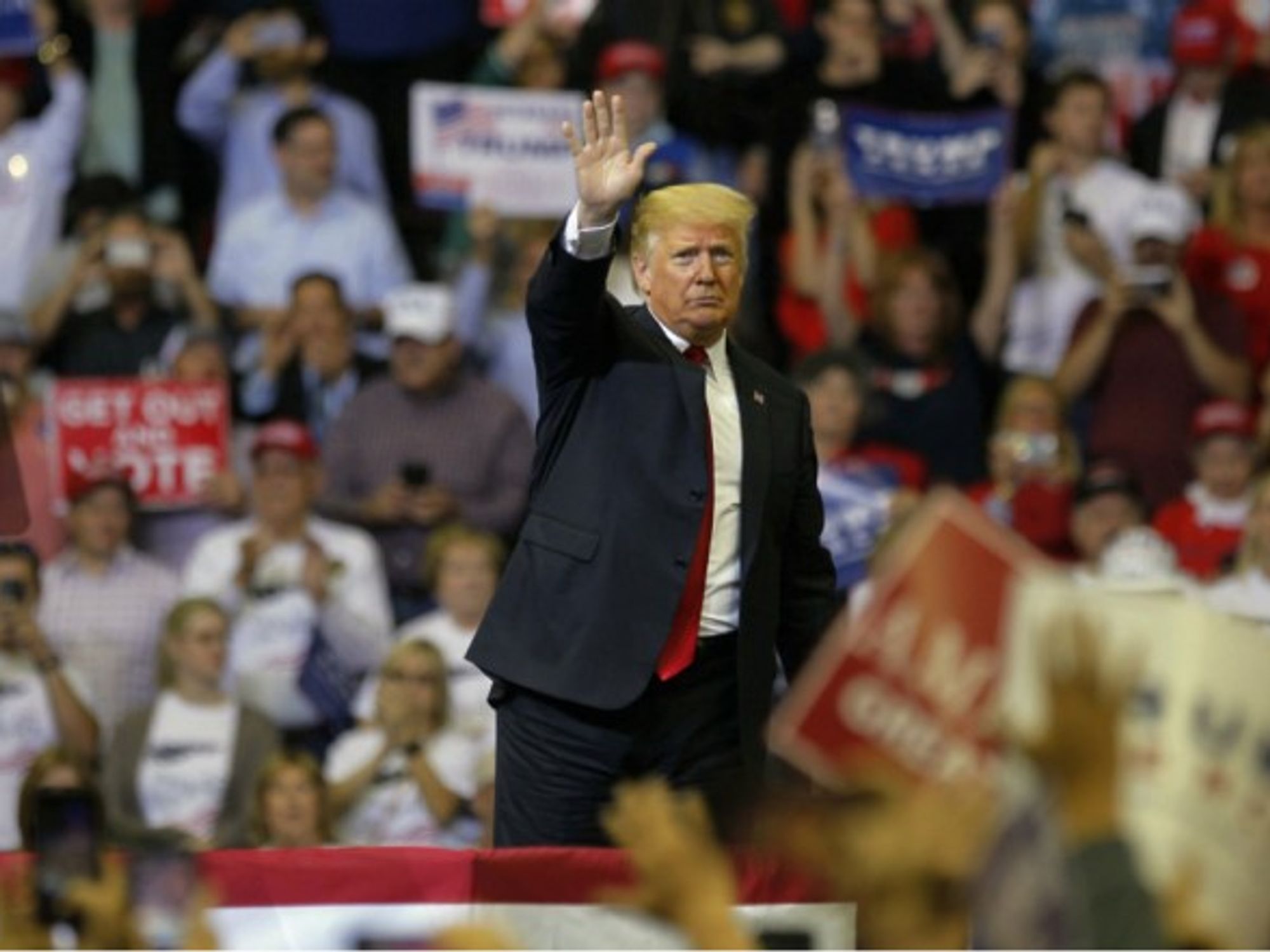 Trump at a rally in Houston on Tuesday.