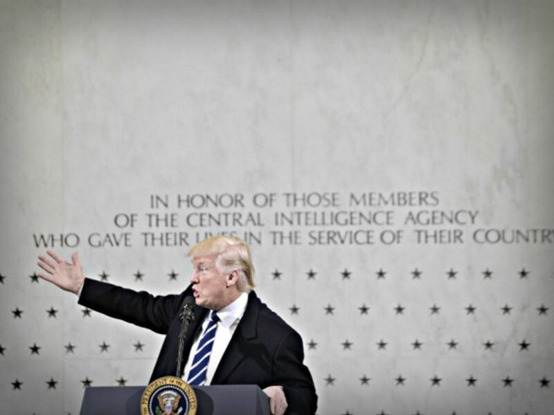 Trump last year at CIA headquarters