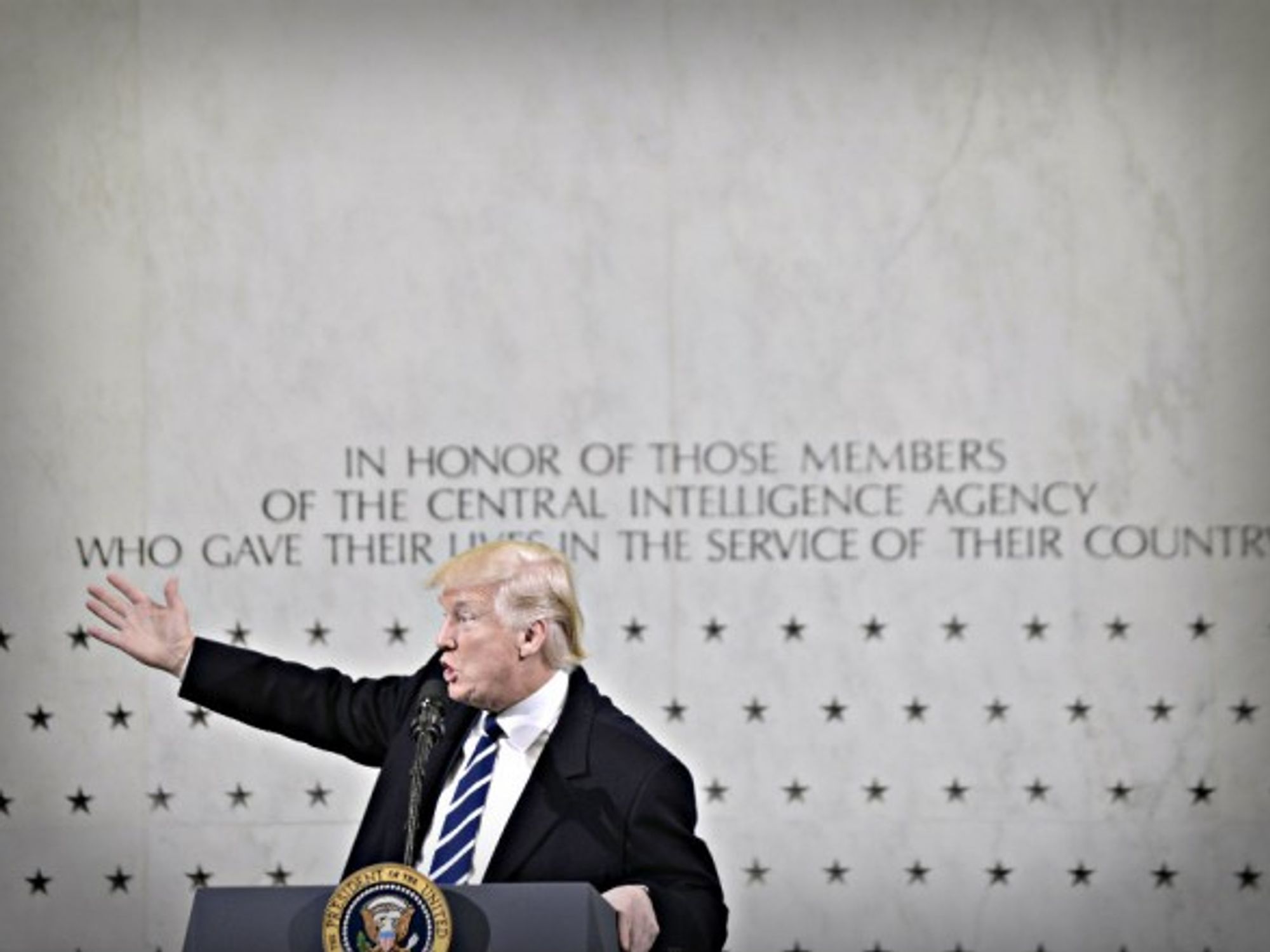 Trump last year at CIA headquarters