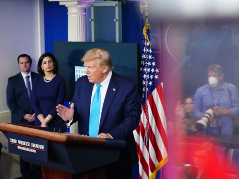 Trump responding to reporters on April 7