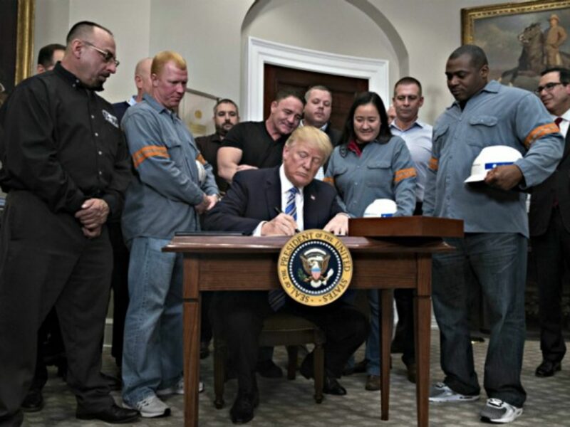 Trump signs steel tariffs in Washington on March 8