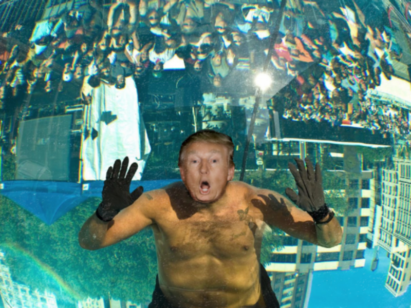 Trump stands in for Blaine in his 2012 Drowned Alive stunt in New York