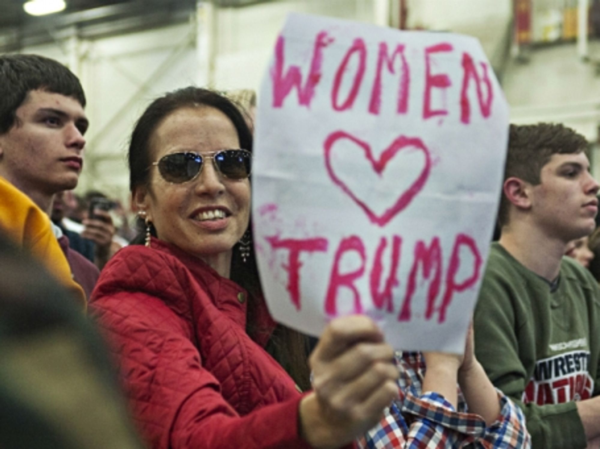 Trump supporter at meeting in Bethpage, New York, on April 7