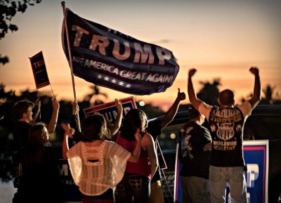 Trump supporters in the sunset