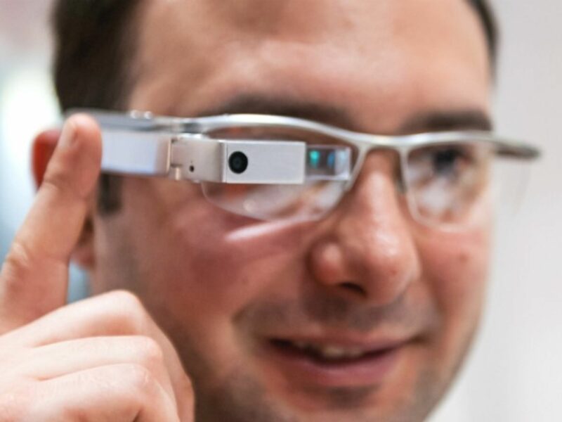 Trying an augmented reality headset