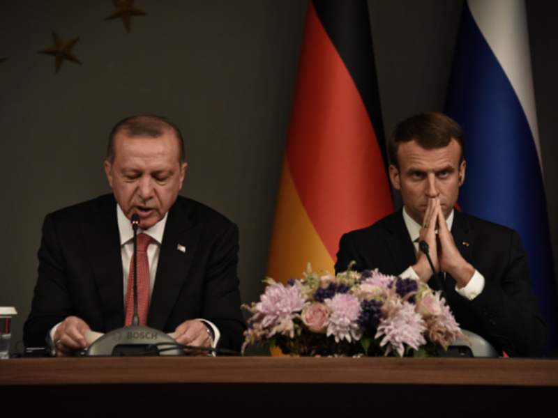 Turkish President Erdogan and his French counterpart Macron in Istanbul in Oct. 2018