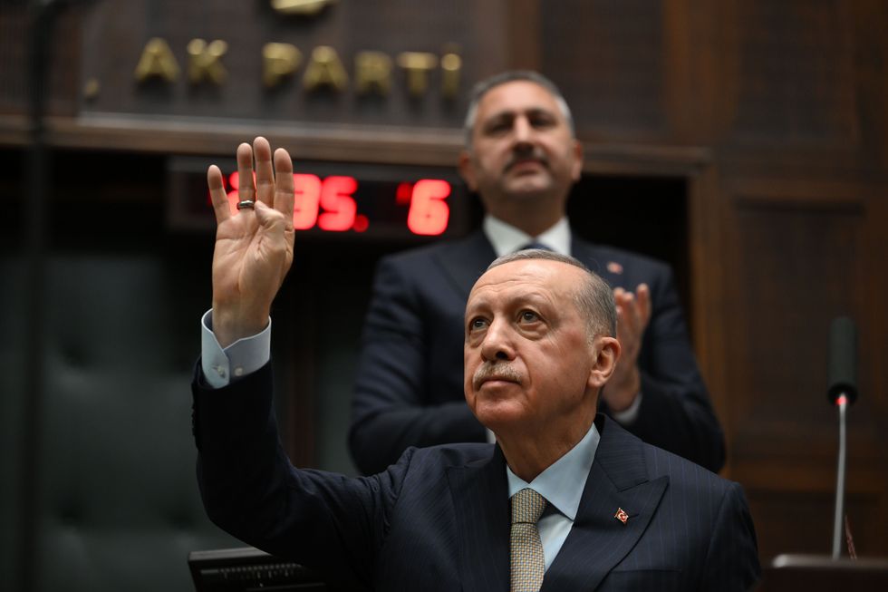 Turkish President Recep Tayyip Erdogan speaks at his ruling Justice and Development Party's (AKP) parliamentary group meeting, in Ankara, Turkey on March 26, 2025.