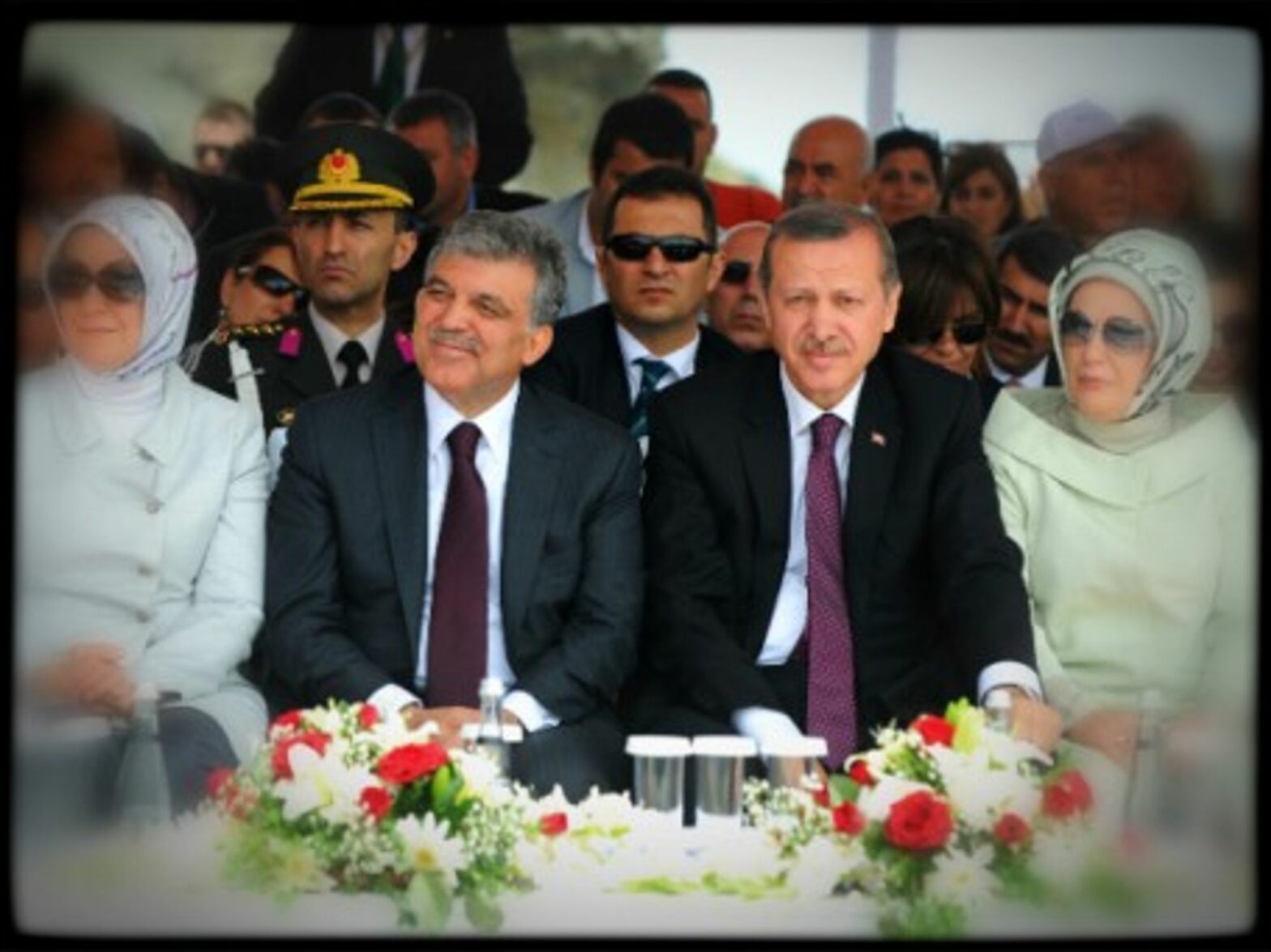 Turkish Prime Minister Erdogan and President GÃ¼l attending a ceremony in Istanbul