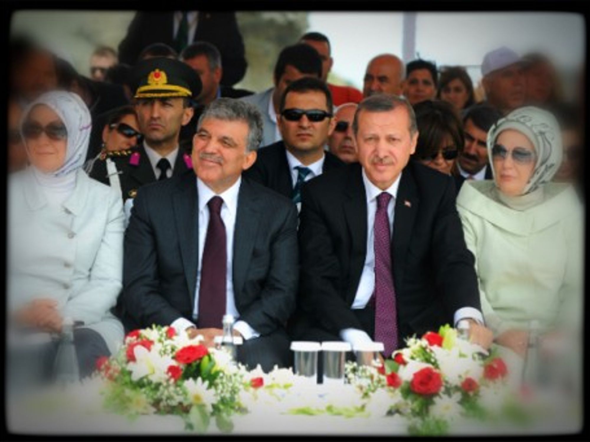 Turkish Prime Minister Erdogan and President GÃ¼l attending a ceremony in Istanbul