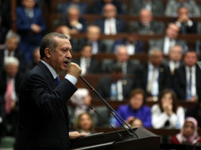 Turkish Prime Minister Recep Tayyip Erdogan delivers a speech in Ankara, Turkey, in November 2013.
