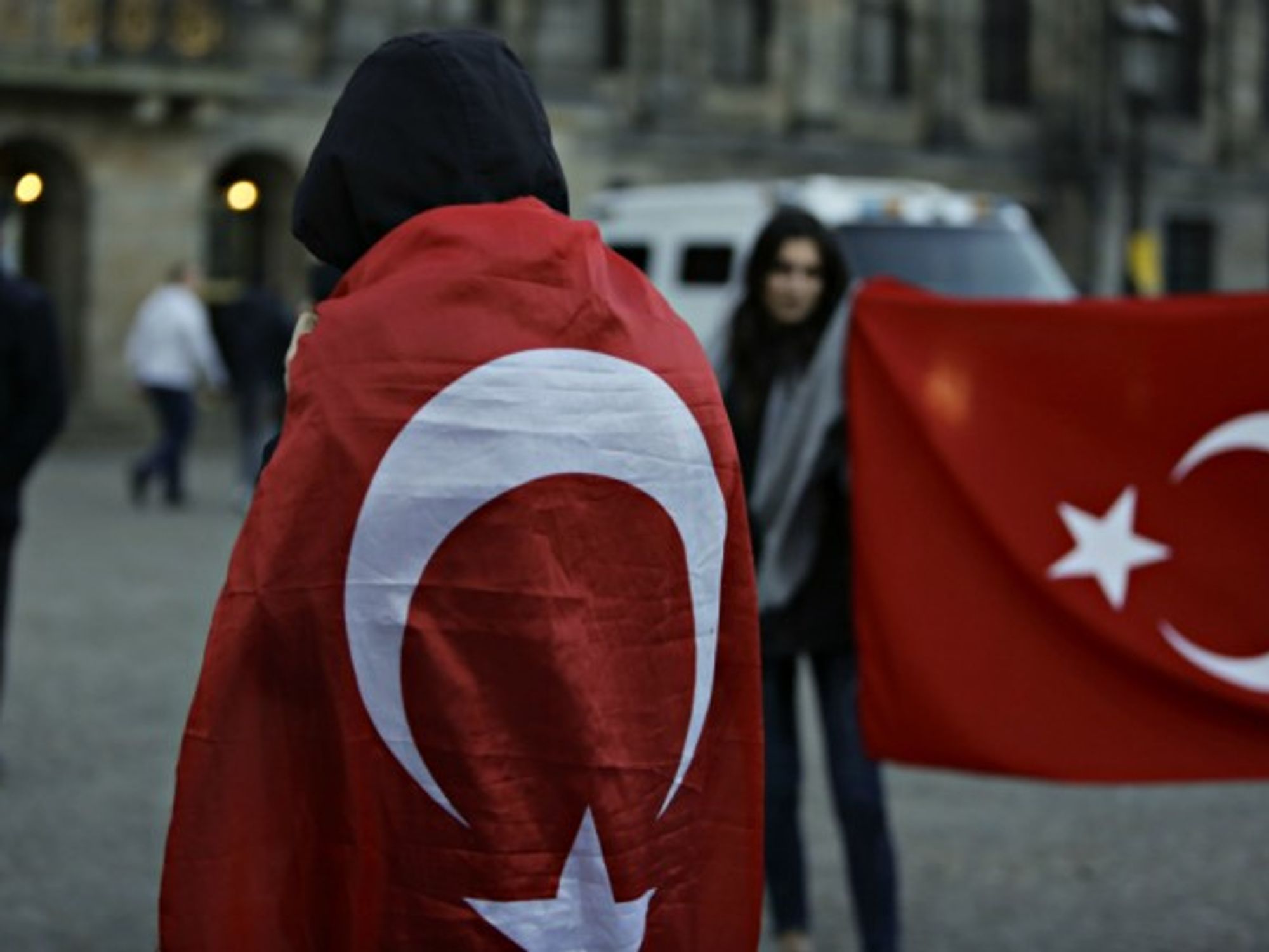 Turkish protesters in Amsterdam on March 13