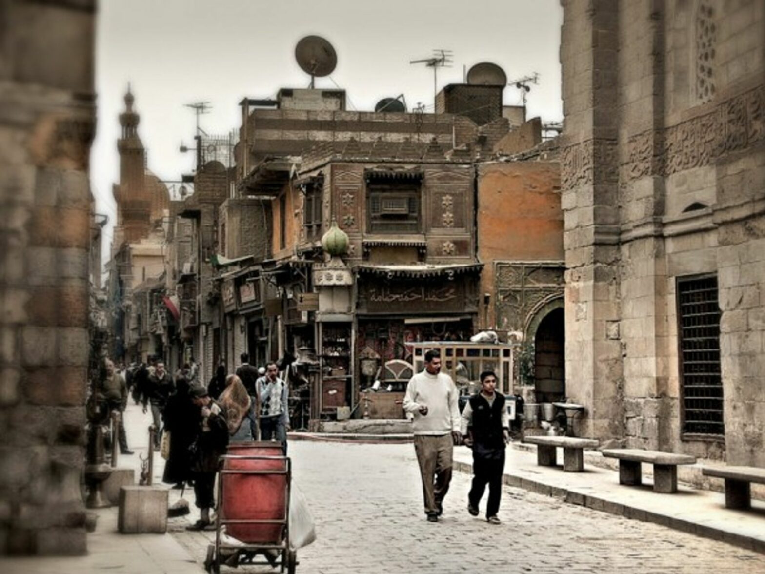 Two generations on the streets of Cairo.