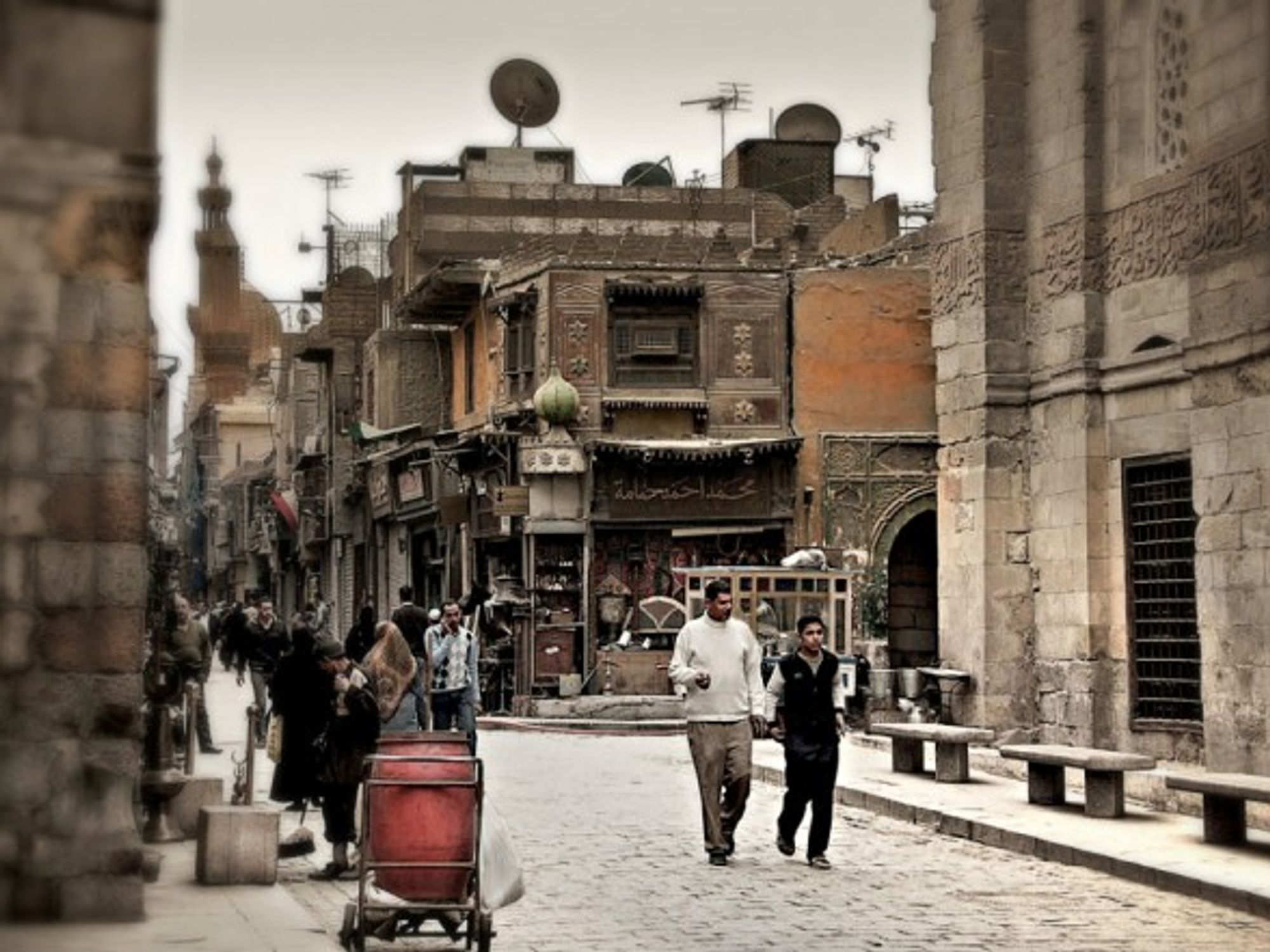 Two generations on the streets of Cairo.