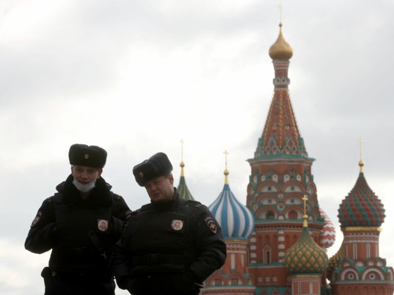 two guards in red square