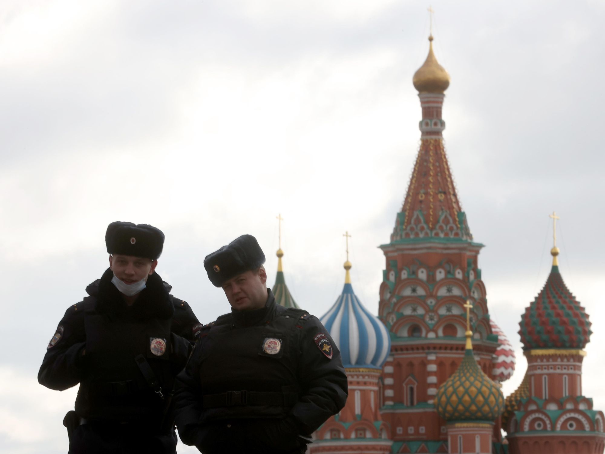two guards in red square