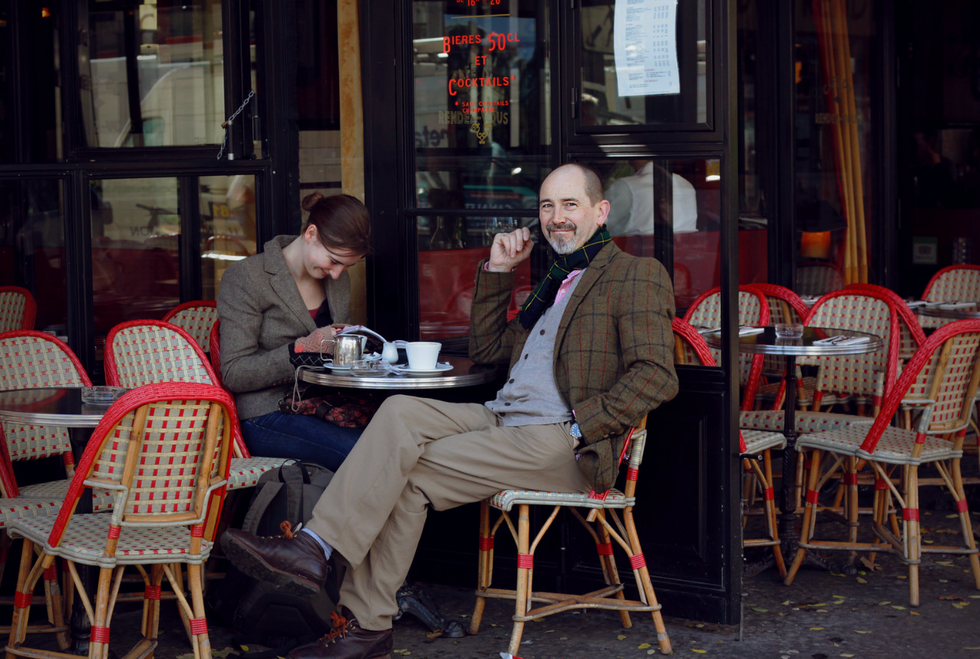 Two Parisians at a café terrasse.