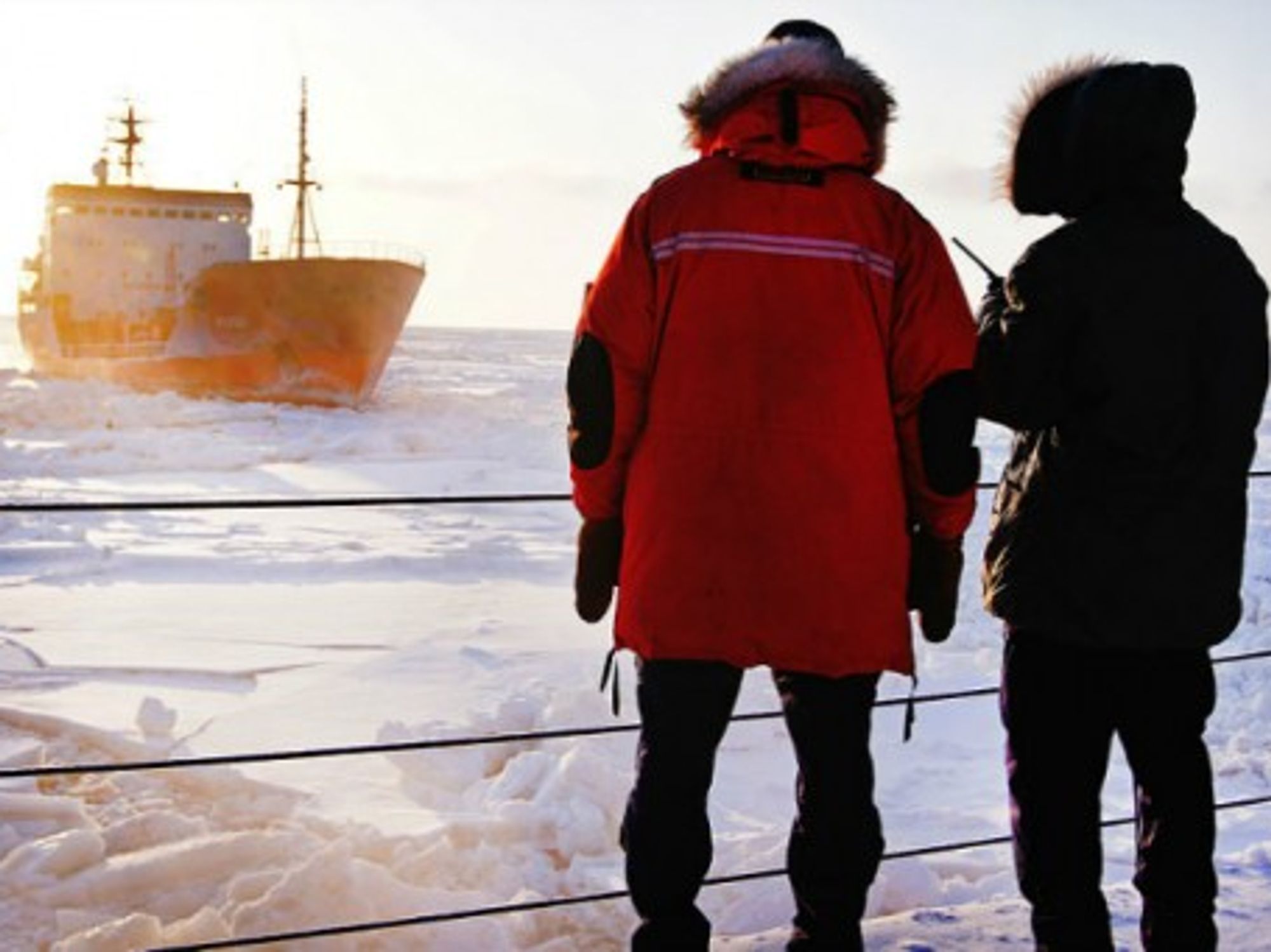 U.S. crew members observing a Russian tanker in the Arctic