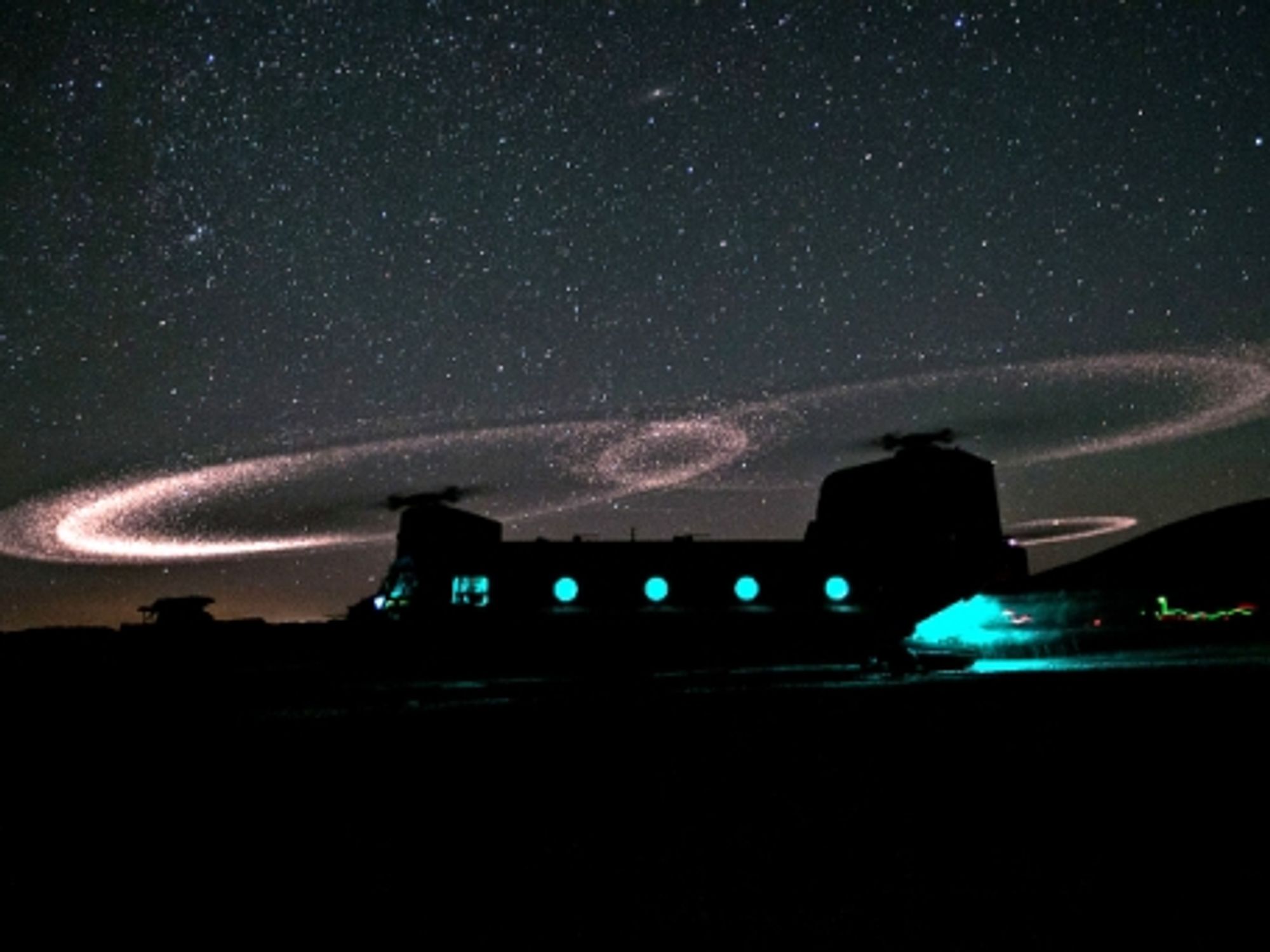 U.S. helicopter under the night sky near Kabul, Afghanistan