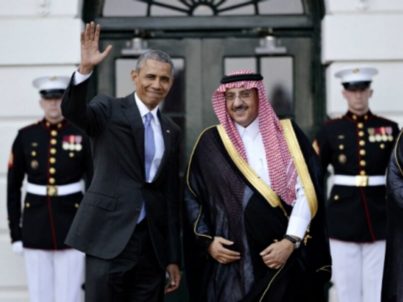 U.S. President Barack Obama with Saudi Crown Prince Muhammad bin Nayef at the White House in May 2015