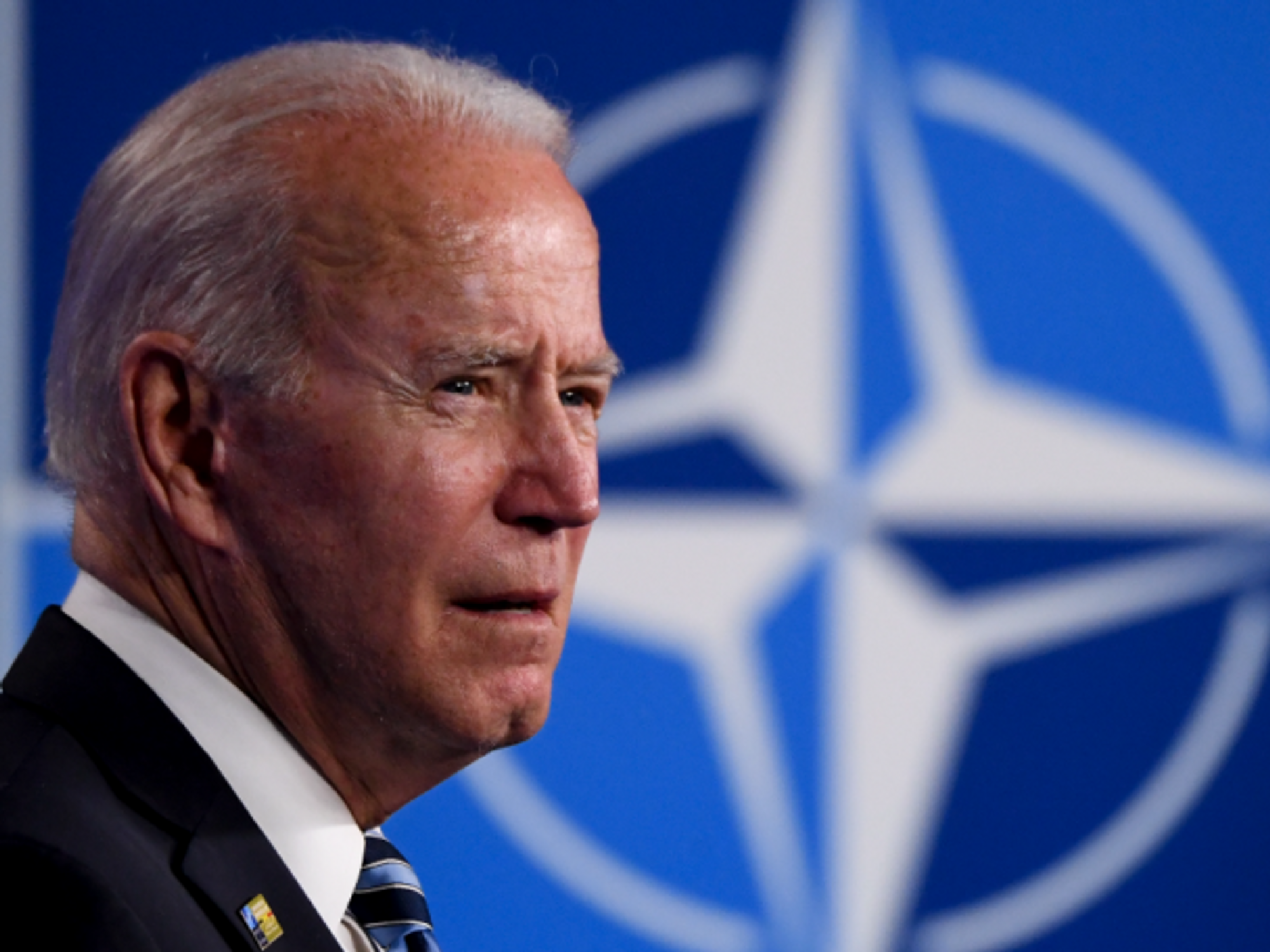 U.S. President Biden speaking at the NATO Summit in Brussels on June 14
