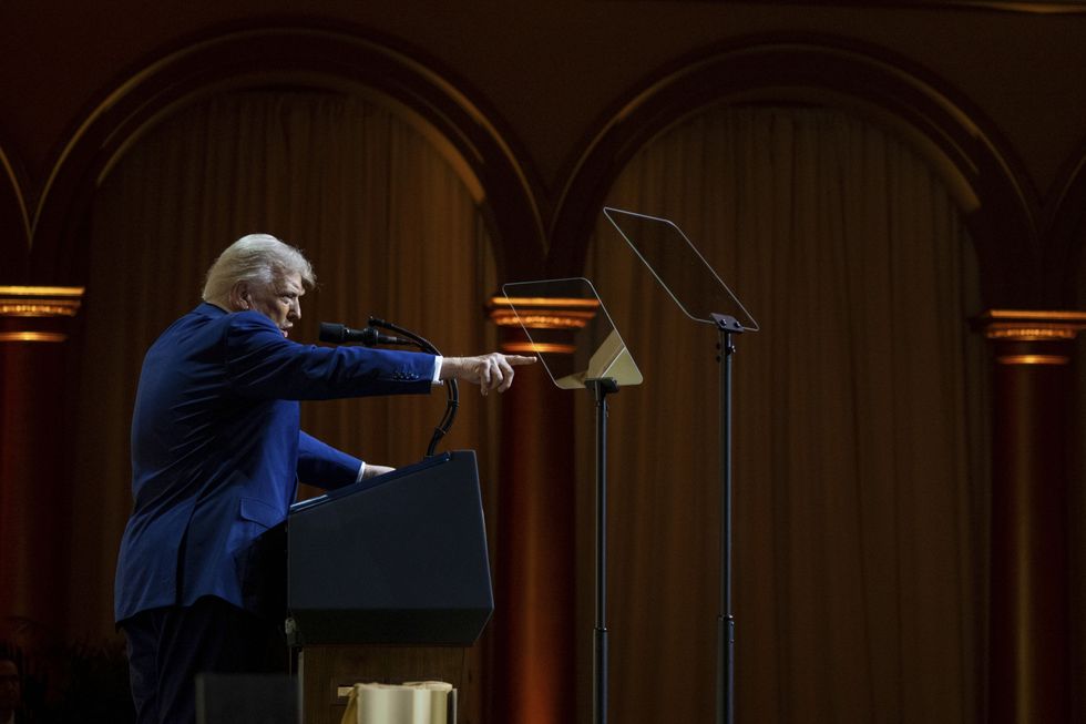 U.S President Donald Trump, addresses the Republican Governors Association at the National Building Museum, February 20, 2025 in Washington, D.C.