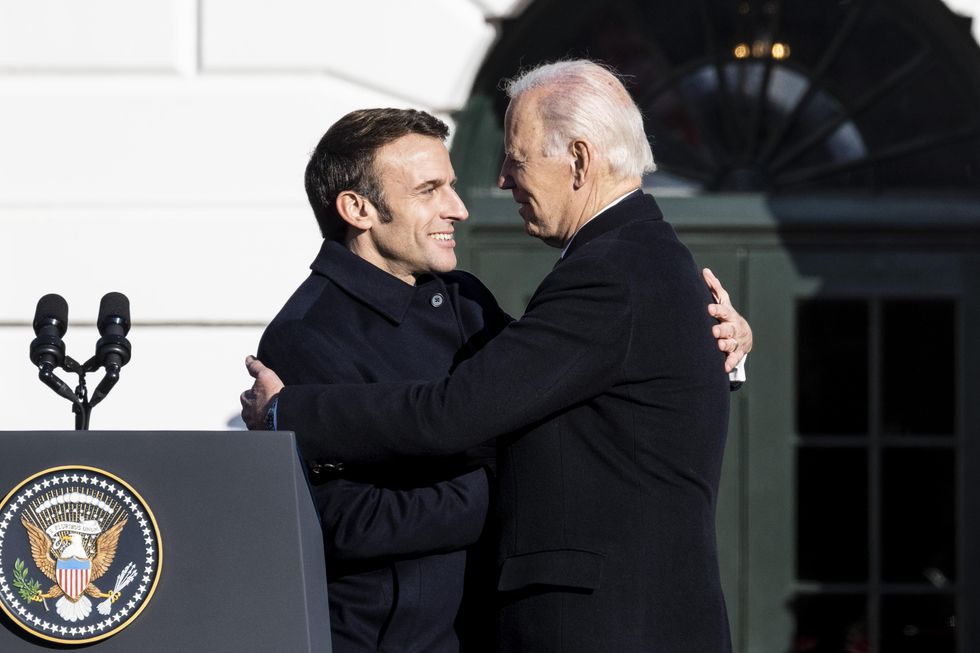 U.S. president Joe Biden and French President Emmanuel Macron in Washington