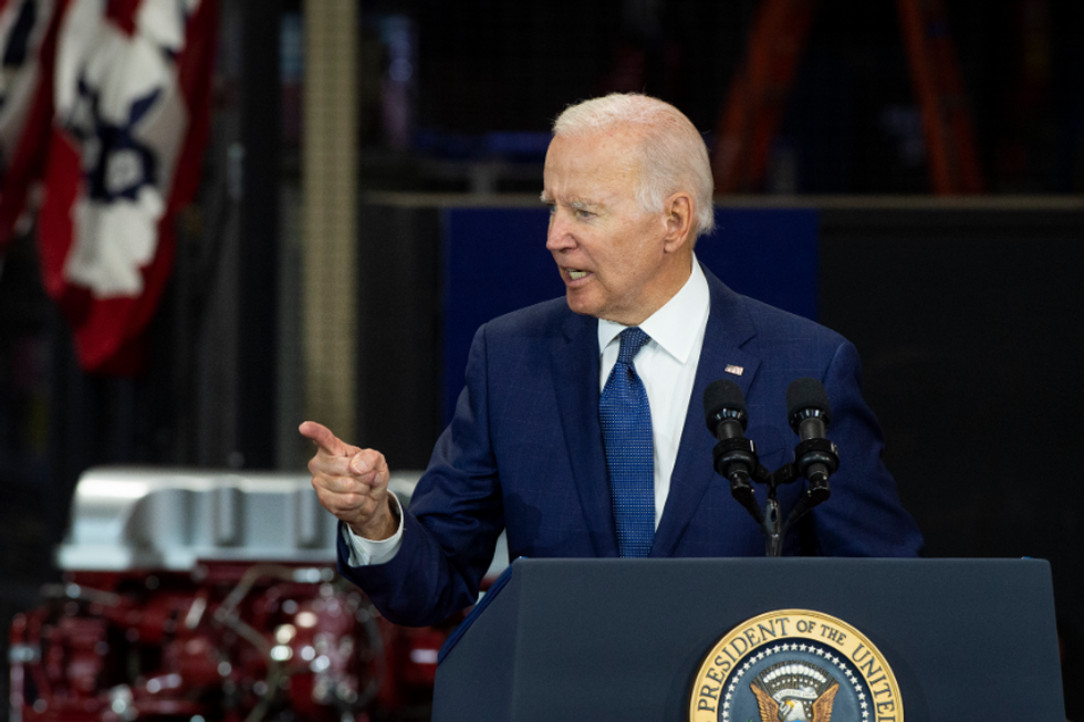 U.S. President Joe Biden speaking in Hagerstown, Maryland