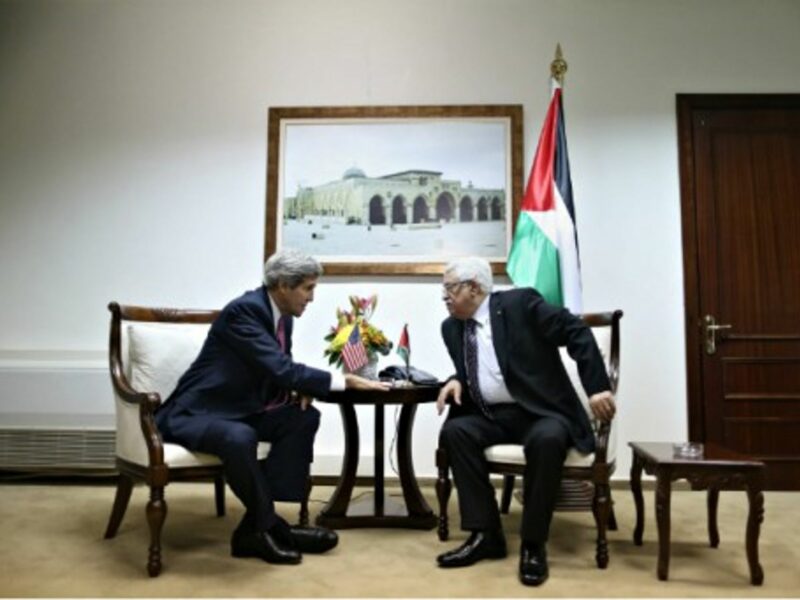 U.S. Secretary of State John Kerry and Palestinian President Mahmud Abbas in Ramallah on Jan. 4, 2014
