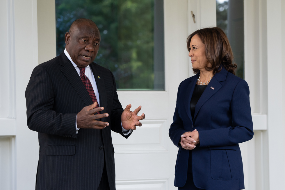 U.S. Vice President Kamala Harris and South African President Cyril Ramaphosa.