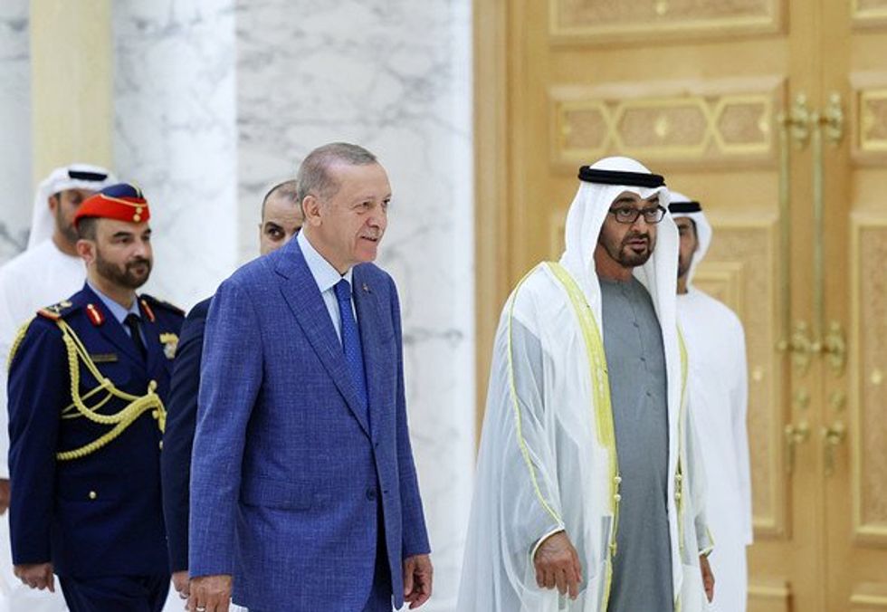 UAE's President Mohamed bin Zayed al-Nahyan and Turkey's President Recep Tayyip Erdogan.