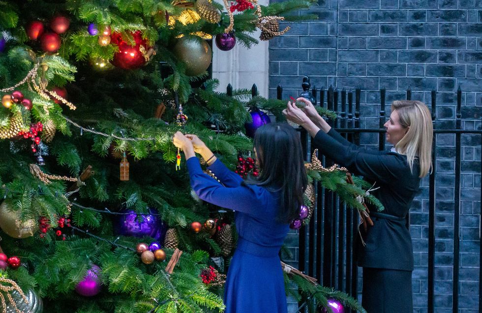 UK First Lady and Ukrainian First Lady decorate the Christmas tree outside Downing Street.