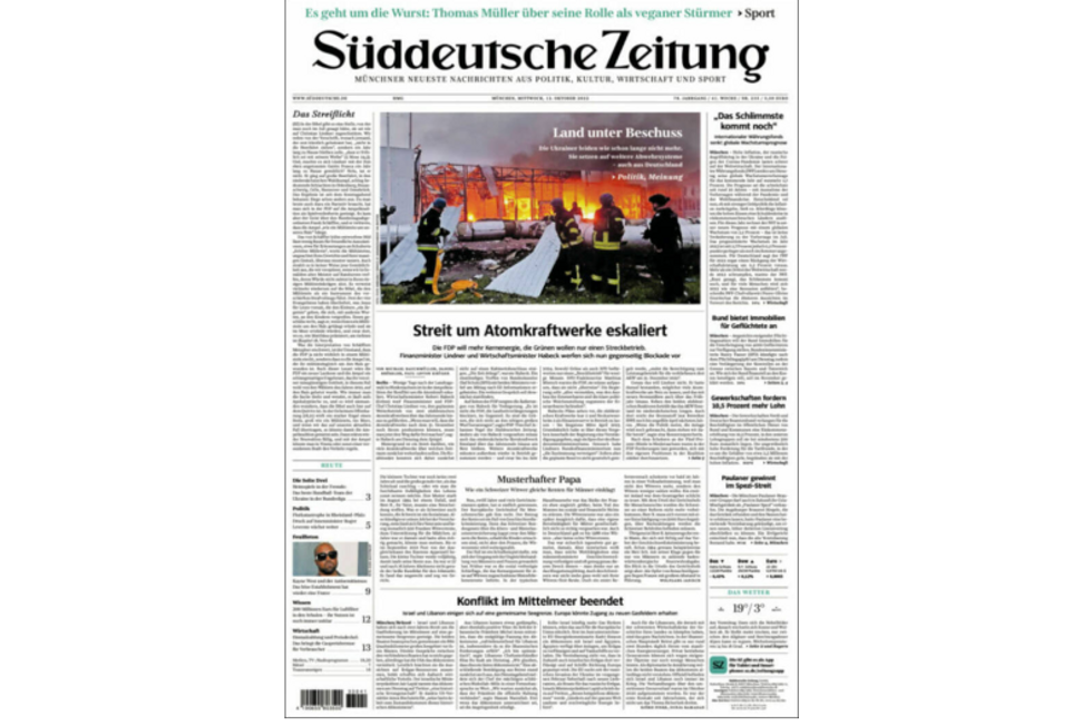 Ukraine “Under Attack” On German Front Page