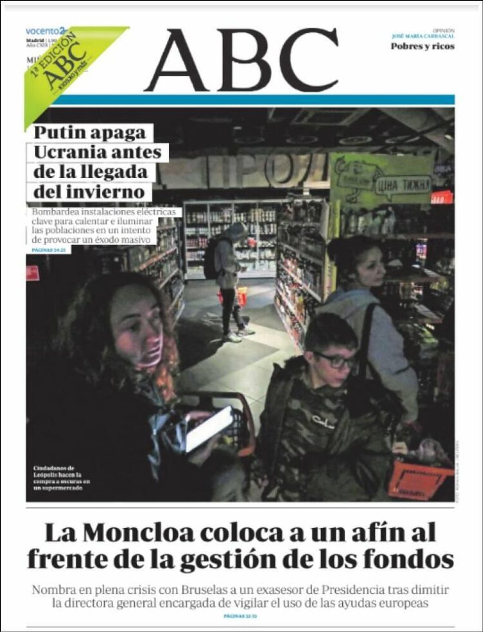 Ukraine’s Daily Life In The Dark On ABC’s Front Page
