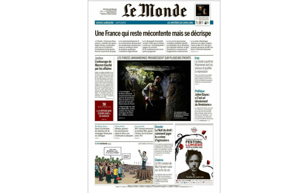 Ukrainian Advances On Le Monde’s Front Page