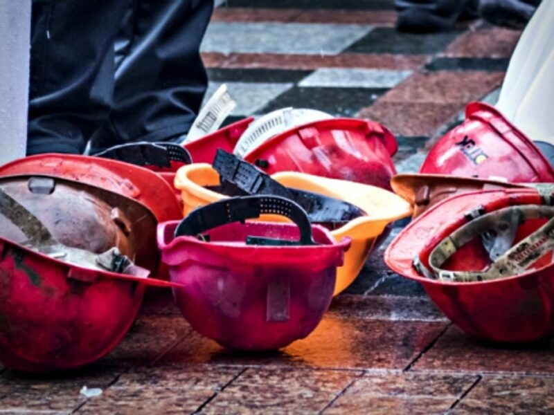 Ukrainian miners' helmets